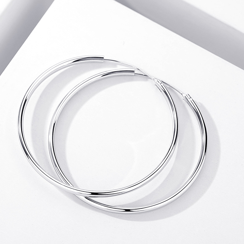 Σκουλαρίκια δαχτυλιδιών από ασήμι 999, μεγάλα σκουλαρίκια με δαχτυλίδι ατμόσφαιρας, γυναικείο δαχτυλίδι, ασημένια σκουλαρίκια μόδας χονδρικής