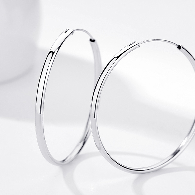 Σκουλαρίκια δαχτυλιδιών από ασήμι 999, μεγάλα σκουλαρίκια με δαχτυλίδι ατμόσφαιρας, γυναικείο δαχτυλίδι, ασημένια σκουλαρίκια μόδας χονδρικής