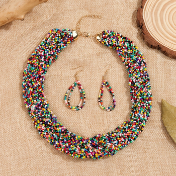 Cercei cu ciucuri din mărgele de orez europene și americane, noi, ecologice, de vânzare, boemi, stilați și creativi, export, coliere europene și americane lucrate manual