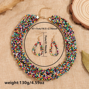 Cercei cu ciucuri din mărgele de orez europene și americane, noi, ecologice, de vânzare, boemi, stilați și creativi, export, coliere europene și americane lucrate manual