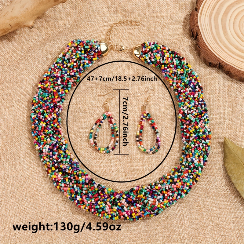 Keskkonnasõbralikud uued ja populaarsed Euroopa ja Ameerika riisihelmestega tutiga kõrvarõngad, boheemlaslikud, stiilsed, loomingulised, eksporditud Euroopa ja Ameerika käsitöökaelakeed