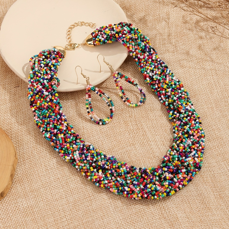 Keskkonnasõbralikud uued ja populaarsed Euroopa ja Ameerika riisihelmestega tutiga kõrvarõngad, boheemlaslikud, stiilsed, loomingulised, eksporditud Euroopa ja Ameerika käsitöökaelakeed