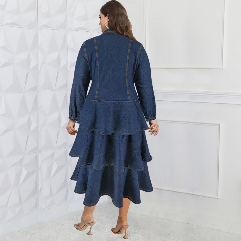 218511 Piiriülene Naiste Uus Teksariidest Pikkade Varrukatega Revääriga Tordikleit, Algataja Otsemüük Tehasest