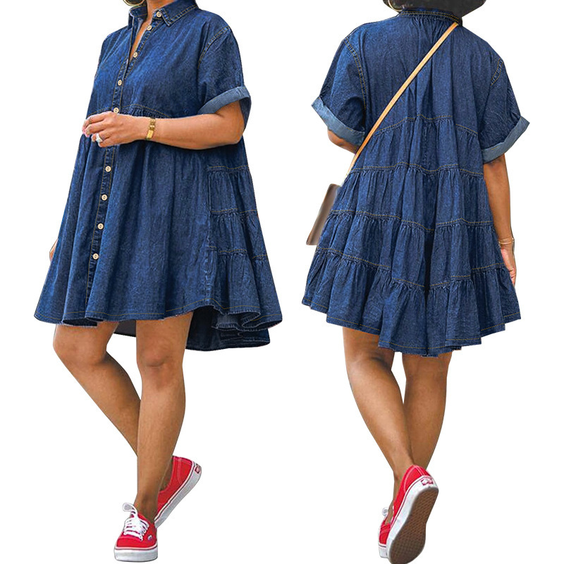 Aliexpressi Amazoni Wish sõltumatu sait Uus teksariidest lühikeste varrukatega õhuke kleit Tutu seelikuga