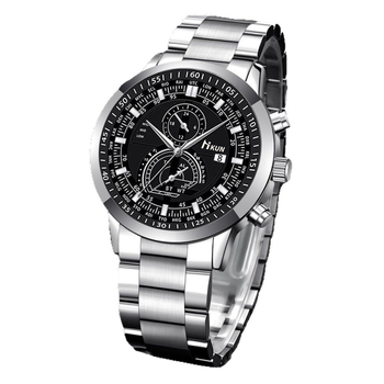 Νέα τάση μόδας για άνδρες σε διασυνοριακό επίπεδο, casual, σπορ, ευέλικτο ρολόι χαλαζία με ατσάλινο μπρασελέ, σετ δώρου 3 τεμαχίων