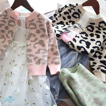 Dječji kardigan s leopard printom u korejskom stilu za djevojčice u zapadnom stilu, proljetni i jesenski, za djecu srednje i male djece