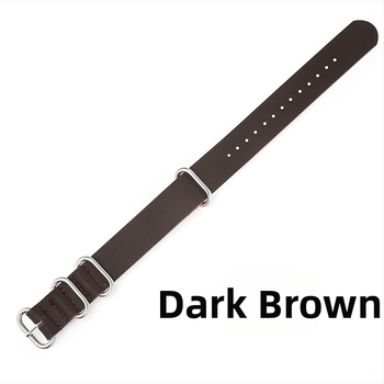 Удебелена каишка от имитация на телешка кожа, дебела кръгла катарама с халка върху кожена каишка NATO ZULU ZULU 18/20/22/24 мм