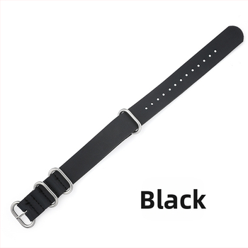 Удебелена каишка от имитация на телешка кожа, дебела кръгла катарама с халка върху кожена каишка NATO ZULU ZULU 18/20/22/24 мм