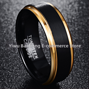 Κοσμήματα δαχτυλιδιών ανδρών με δαχτυλίδι από βολφραμίου και μαύρο χρυσό σε απόθεμα, παρέχουν μια γενιά μαλλιών