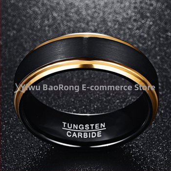 Κοσμήματα δαχτυλιδιών ανδρών με δαχτυλίδι από βολφραμίου και μαύρο χρυσό σε απόθεμα, παρέχουν μια γενιά μαλλιών