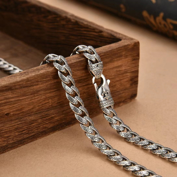 Ασημένιο κολιέ S925 με μοτίβο άγκυρας πλοίου και σγουρά χόρτα, από ασήμι 925, με μοτίβο κουβανέζικου μοτίβου, με διακριτικό Rock Street Pat, αλυσίδα κλείδας που απορροφά τα μάτια.