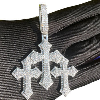 Διασυνοριακό Ευρωπαϊκό και Αμερικανικό Κολιέ με Σταυρό με Υπερβολική Σχέδιο, Ανδρικό Κολιέ με Χάλκινη Ένθετη Ζιργκόν, Hip-hop, Μοντέρνα Κοσμήματα