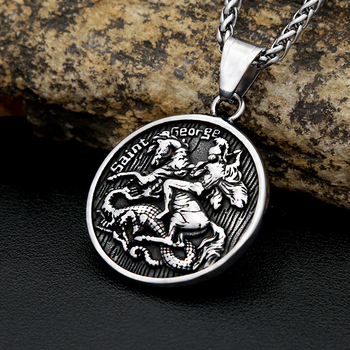 Ανδρικό κολιέ μενταγιόν Hip-Hop στρογγυλό μετάλλιο ιππασίας μενταγιόν από ανοξείδωτο ατσάλι εξατομικευμένο ρετρό τιτάνιο ατσάλι μενταγιόν χονδρικής