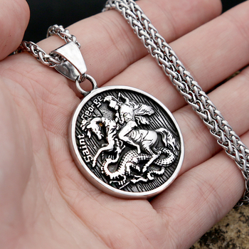 Ανδρικό κολιέ μενταγιόν Hip-Hop στρογγυλό μετάλλιο ιππασίας μενταγιόν από ανοξείδωτο ατσάλι εξατομικευμένο ρετρό τιτάνιο ατσάλι μενταγιόν χονδρικής