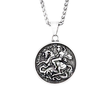 Ανδρικό κολιέ μενταγιόν Hip-Hop στρογγυλό μετάλλιο ιππασίας μενταγιόν από ανοξείδωτο ατσάλι εξατομικευμένο ρετρό τιτάνιο ατσάλι μενταγιόν χονδρικής