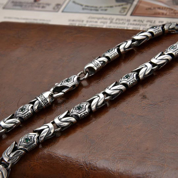 Ασημένιο κολιέ με διαμάντια με μοτίβο ειρήνης, εξατομικευμένη μόδα τουρκικού στιλ παχιά αλυσίδα πανκ ρετρό εργοστάσιο άμεση πώληση