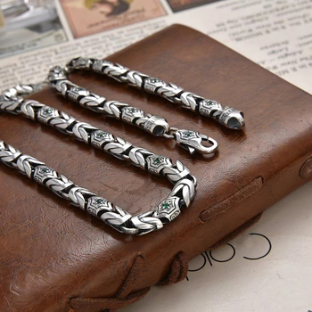 Ασημένιο κολιέ με διαμάντια με μοτίβο ειρήνης, εξατομικευμένη μόδα τουρκικού στιλ παχιά αλυσίδα πανκ ρετρό εργοστάσιο άμεση πώληση