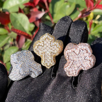 Διασυνοριακό Ευρωπαϊκό και Αμερικανικό Στυλ Χιπ-Χοπ με Καμπύλο Μοτίβο, Τραπεζοειδές Σταυρό, Γνήσιο Χρυσό, Επιμεταλλωμένο με Ηλεκτρολυτική, Μοντέρνο, Εξατομικευμένο Δαχτυλίδι