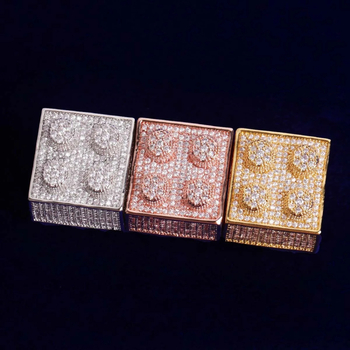 Εξωτερικό Εμπόριο Ευρωπαϊκό και Αμερικανικό Δαχτυλίδι με Ζάρια σε Στυλ Χιπ Χοπ από Αληθινό Χρυσό, Μοντέρνο, Στυλάτο, Μοντέρνο Δαχτυλίδι, Ανδρικό Δαχτυλίδι Χιπ Χοπ