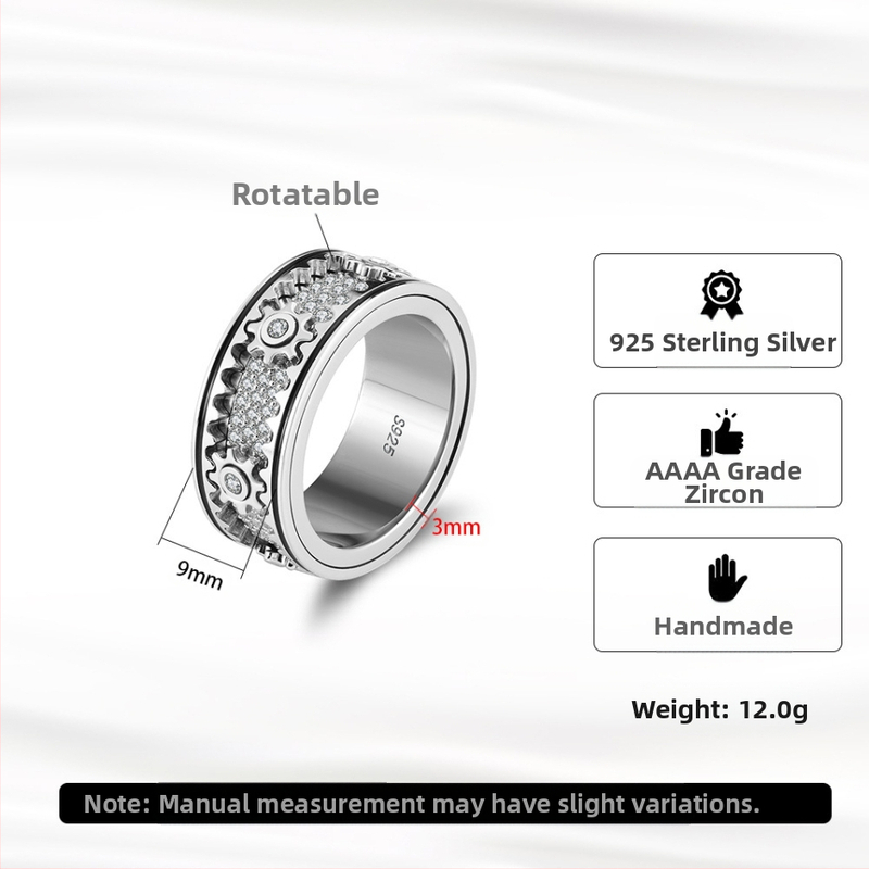 Yungui valib hoolikalt 925 hõbedast piiriüleseid sõrmusi, Euroopa ja Ameerika meestele mõeldud lihtsaid ärevusevastaseid pöörlevaid meeste sõrmuste ehete hulgimüügist