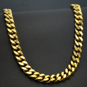 Πλάτος αλυσίδας 11 χιλ., δύο πλευρές, διασυνοριακό, σε πωλήσεις, μακρύ κολιέ υψηλής προσομοίωσης Taobao Tmall για άνδρες με διατήρηση χρώματος, επιχρυσωμένο με χρυσό