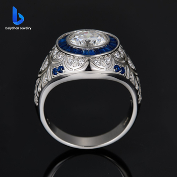 Δαχτυλίδι από ασήμι 925 με moissanite 3 καρατίων, κατάλληλο για ανδρική hip hop ρετρό μόδα, πάρτι, γενέθλια και άλλες περιστάσεις