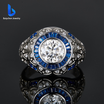 Δαχτυλίδι από ασήμι 925 με moissanite 3 καρατίων, κατάλληλο για ανδρική hip hop ρετρό μόδα, πάρτι, γενέθλια και άλλες περιστάσεις