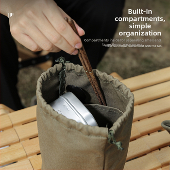 Τσάντα αποθήκευσης για υπαίθρια κάμπινγκ, τσέπη, τσάντα αποθήκευσης ειδών πλυσίματος, τσάντα μεγάλης χωρητικότητας από καμβά με κορδόνι