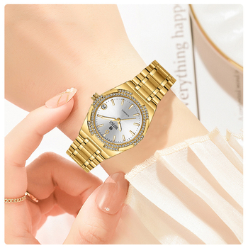 Ruiqi RUIQI piiriüleste plahvatuste kell veekindel helendav kuldne teemantmehaaniline kell