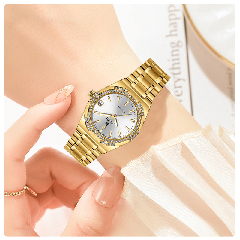 Ruiqi RUIQI piiriüleste plahvatuste kell veekindel helendav kuldne teemantmehaaniline kell