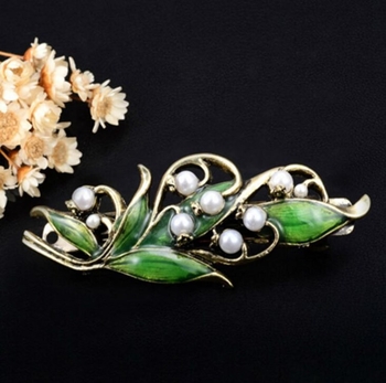 Εξωτερικό εμπόριο μόδας γυναικών vintage σμάλτο φύλλο φουρκέτα χάλκινο χρυσό κράμα φουρκέτα κορίτσι φουρκέτα μαργαριτάρι αξεσουάρ μαλλιών