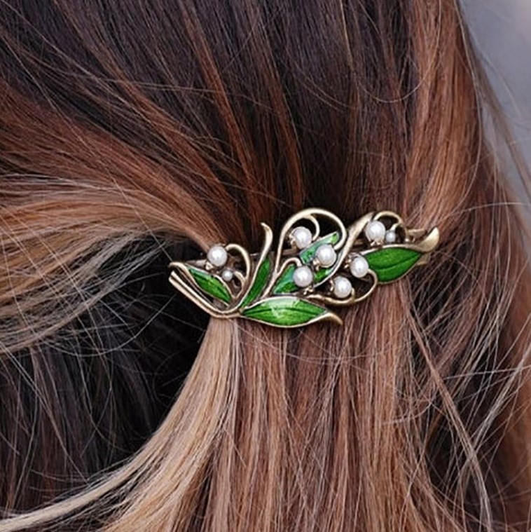 Väliskaubanduse mood naiste vintage emailiga lehe juuksenõel pronksist kullasulamist juuksenõel tüdruk juuksenõel pärlmutter juukseaksessuaarid