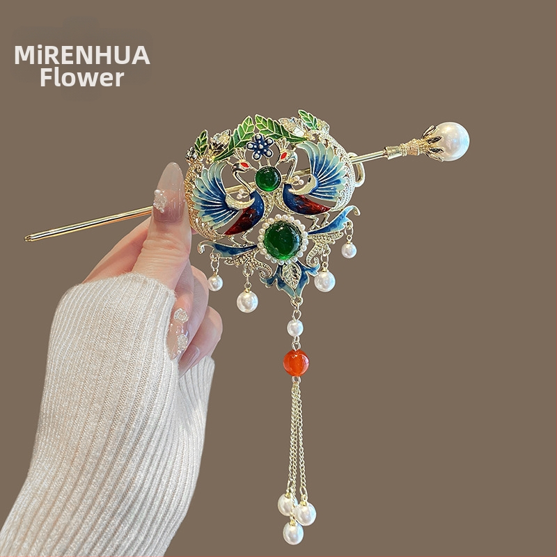 Naujas kiniško stiliaus nacionalinio stiliaus „Phoenix Tassel“ plaukų segtukas moterims kasdieniam, disko formos plaukų segtukui, personalizuotam plaukų segtukui „Cheongsam Hanfu“ galvos apdangalui