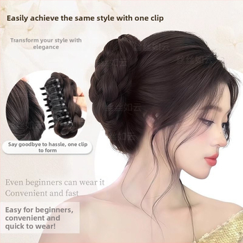 Keeratava palliga parukas naistele, kunstlike juuste haaratsklamber, Gui Qi lillepung, kohev juuste artefakt, seljapea parukakott