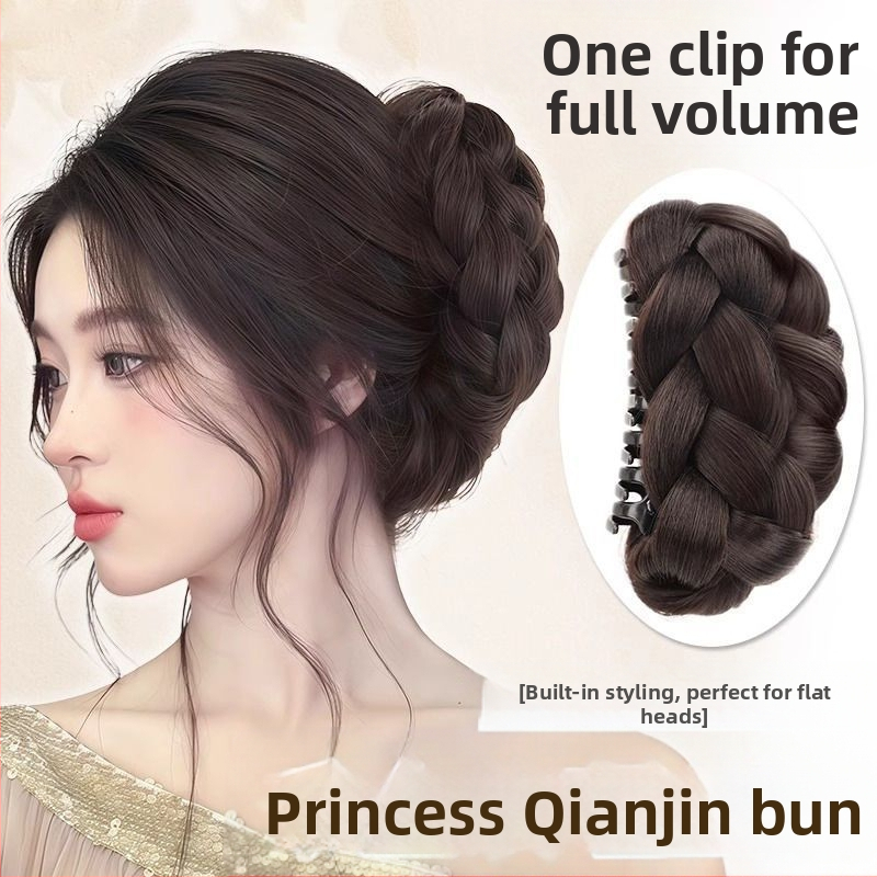 Усукана топка за перука за жени с изкуствена коса, щипка за хващане Gui Qi, цветна пъпка, пухкава коса, артефакт, чанта за перука отзад