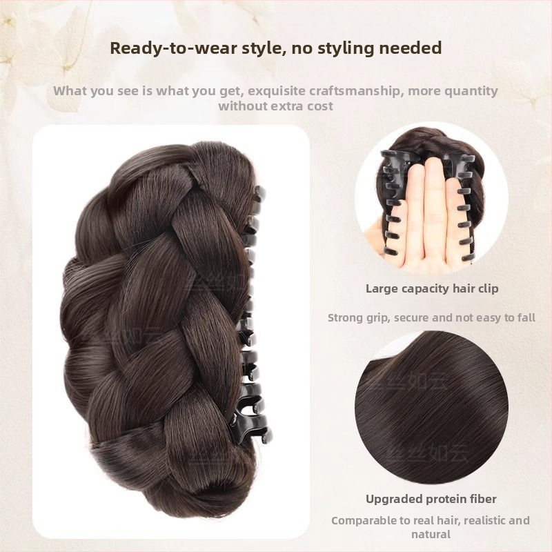 Усукана топка за перука за жени с изкуствена коса, щипка за хващане Gui Qi, цветна пъпка, пухкава коса, артефакт, чанта за перука отзад