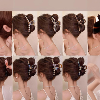 Κομψό και εκλεπτυσμένο κλιπ μαλλιών με μαργαριτάρια για γυναίκες, μοντέρνο, ευέλικτο αξεσουάρ μαλλιών με αίσθηση υψηλής ποιότητας, αξεσουάρ μαλλιών κορεάτικου στιλ \
