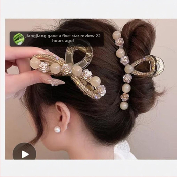 Κομψό και εκλεπτυσμένο κλιπ μαλλιών με μαργαριτάρια για γυναίκες, μοντέρνο, ευέλικτο αξεσουάρ μαλλιών με αίσθηση υψηλής ποιότητας, αξεσουάρ μαλλιών κορεάτικου στιλ \