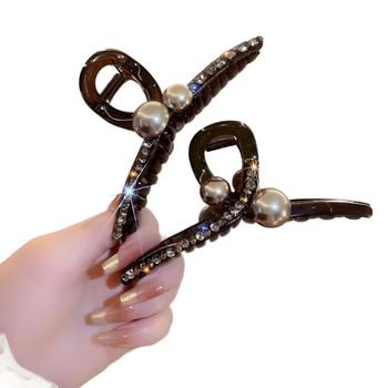 Κομψό και εκλεπτυσμένο κλιπ μαλλιών με μαργαριτάρια για γυναίκες, μοντέρνο, ευέλικτο αξεσουάρ μαλλιών με αίσθηση υψηλής ποιότητας, αξεσουάρ μαλλιών κορεάτικου στιλ \