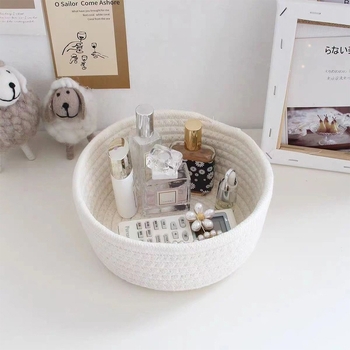 Εργοστασιακό στρογγυλό υφαντό καλάθι αποθήκευσης για οικιακή χρήση, παιδικό καλάθι αποθήκευσης σνακ παιχνιδιών, επιτραπέζιο καλάθι αποθήκευσης καλλυντικών