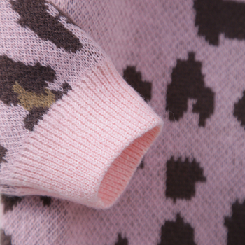 Φθινοπωρινό και Χειμερινό Ευρωπαϊκό και Αμερικανικό Βρεφικό Πουλόβερ με Στρογγυλή Λαιμόκοψη και Μακρυμάνικο Λεοπάρ Παντελόνι