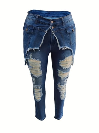 Pantaloni scurți de damă pentru femei, talie înaltă, rupți, cu picior larg, elastici, cu picior mic