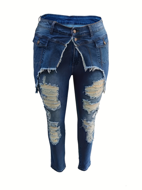 Pantaloni scurți de damă pentru femei, talie înaltă, rupți, cu picior larg, elastici, cu picior mic