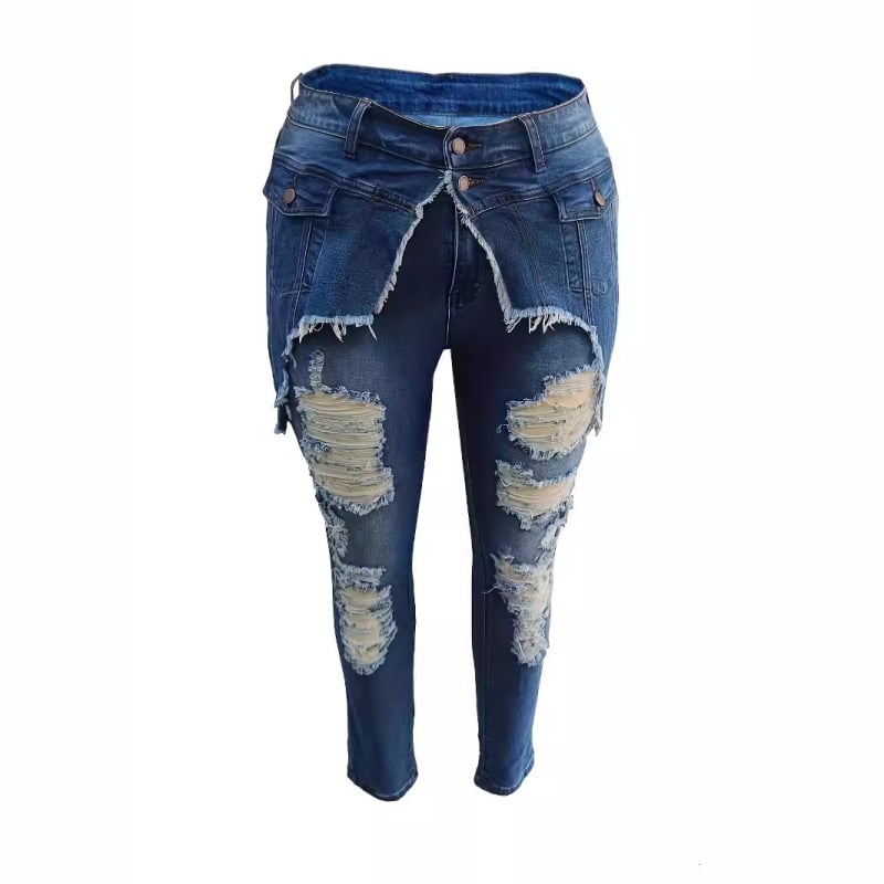Pantaloni scurți de damă pentru femei, talie înaltă, rupți, cu picior larg, elastici, cu picior mic