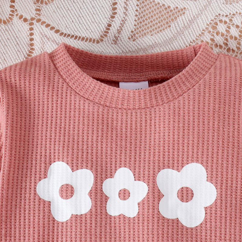 Amazon 24 őszi gofri virágmintás hosszú ujjú felső virágmintás nadrág lányka öltöny