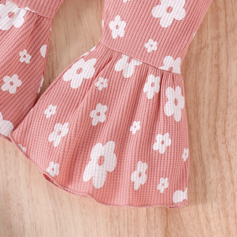 Amazon 24 őszi gofri virágmintás hosszú ujjú felső virágmintás nadrág lányka öltöny