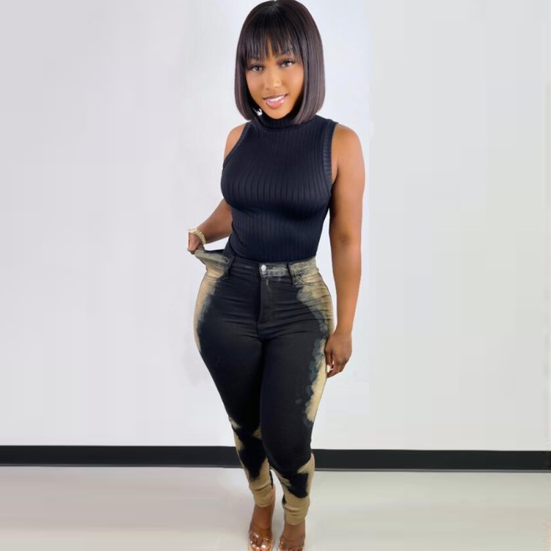 SN010 Îmbrăcăminte europeană și americană nouă pentru femei, denim, pantaloni casual cu buzunar, pantaloni pentru femei, club de noapte