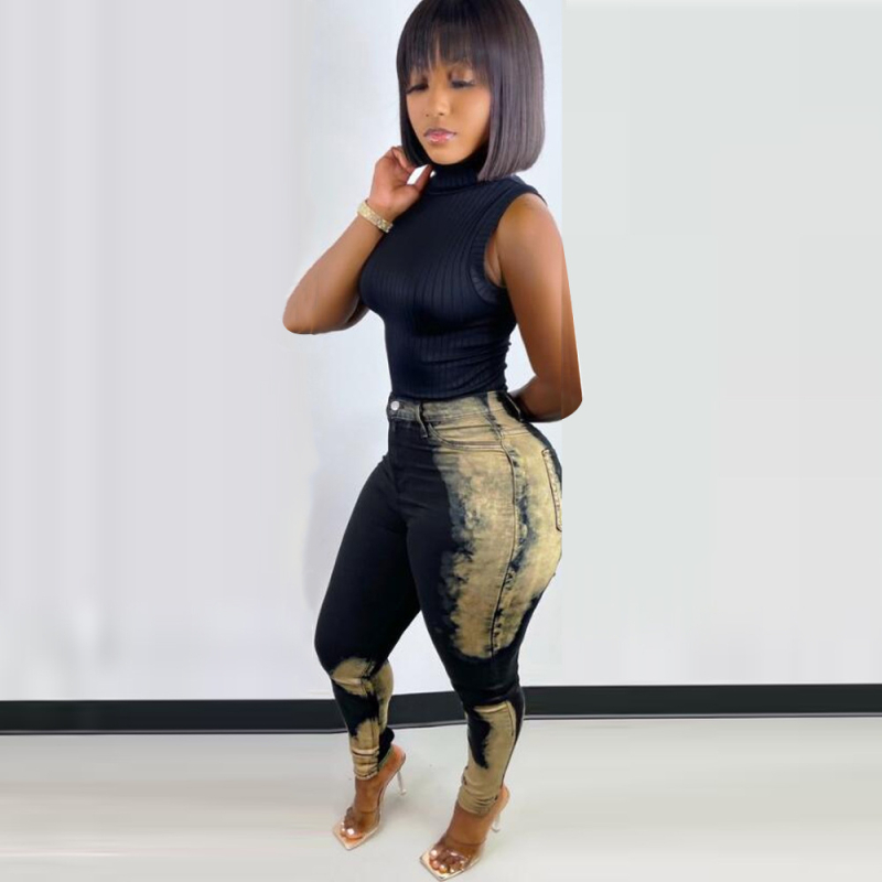 SN010 Îmbrăcăminte europeană și americană nouă pentru femei, denim, pantaloni casual cu buzunar, pantaloni pentru femei, club de noapte