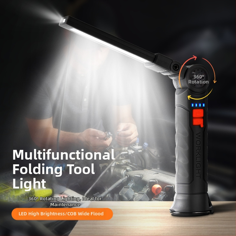 Многофункционална COB магнитна работна светлина за ремонт на автомобили LED червена предупредителна светлина силно фенерче за ремонт на автомобили
