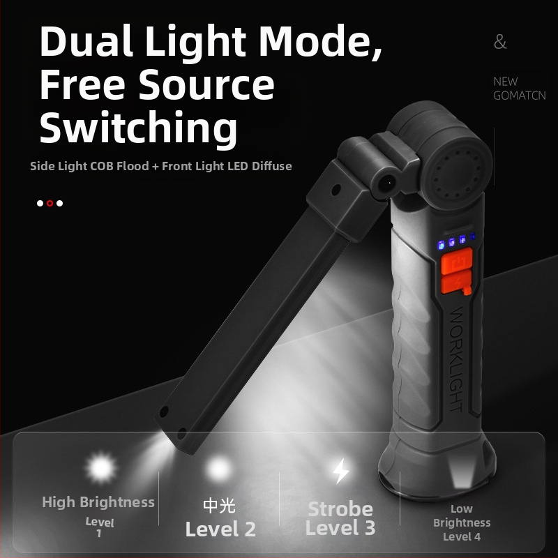 Многофункционална COB магнитна работна светлина за ремонт на автомобили LED червена предупредителна светлина силно фенерче за ремонт на автомобили
